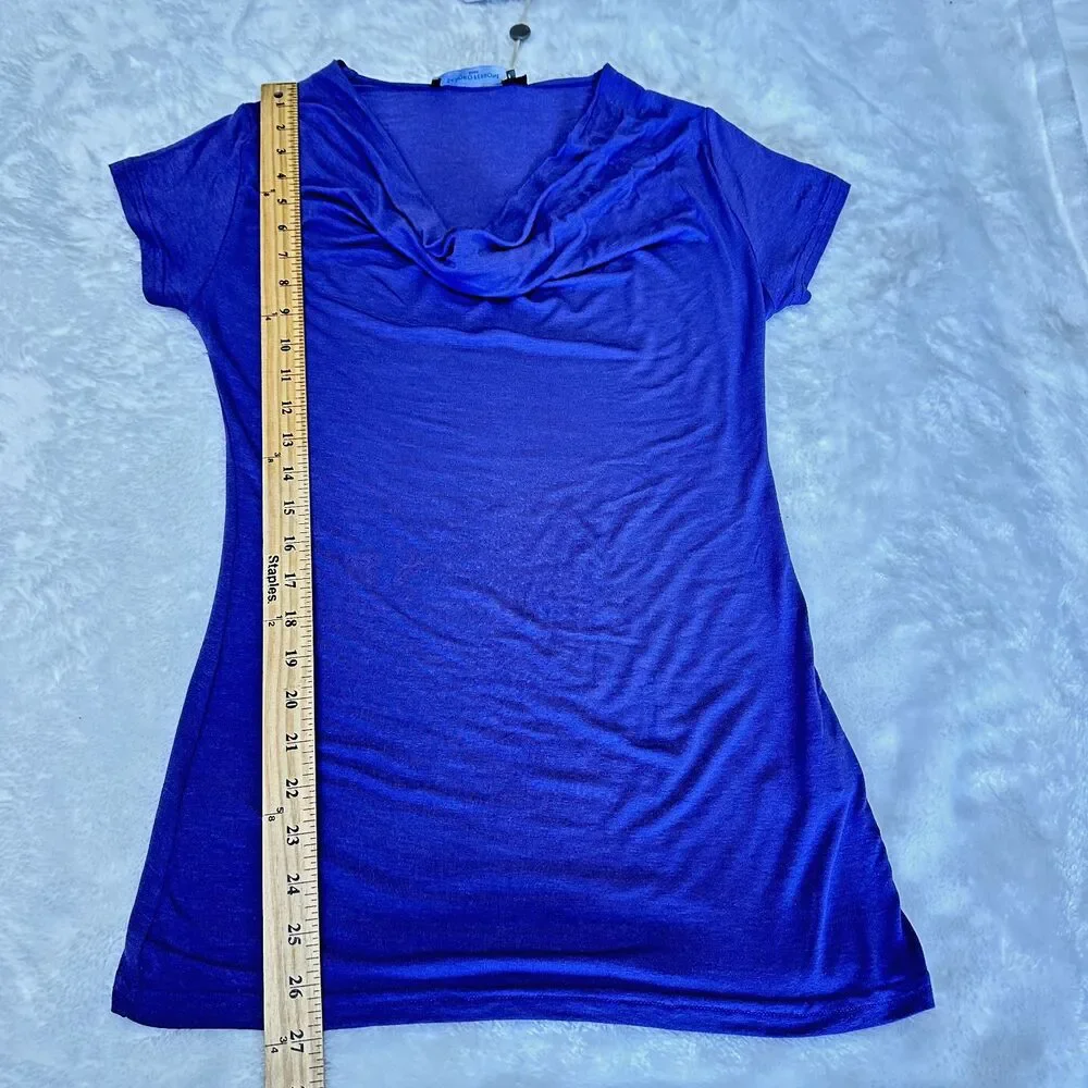 New SANDRO FERRONE Womens Purple Cowl Neck Tee-Shirt Soft Top Sz M Made in Italy - Picture 9 of 10